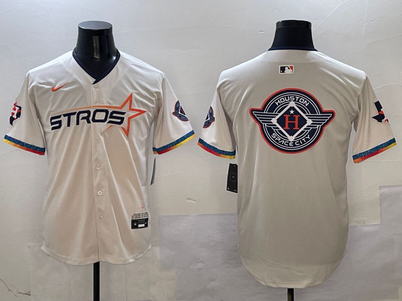 Men Houston Astros Blank Cream Fourth generation Joint Name 2025 Nike MLB Jersey style 41415->houston astros->MLB Jersey